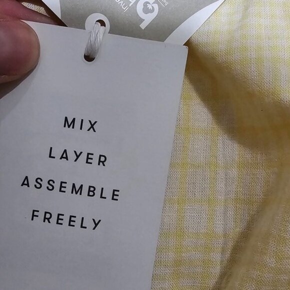 FA Square Neck Top Cadmium Yellow Plaid XL Free Assembly 100% Cotton - Picture 3 of 5